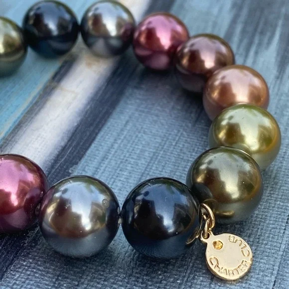 Charter Club Multicolor Faux Pearl Stretch Bracelet 14mm - Picture 2 of 6
